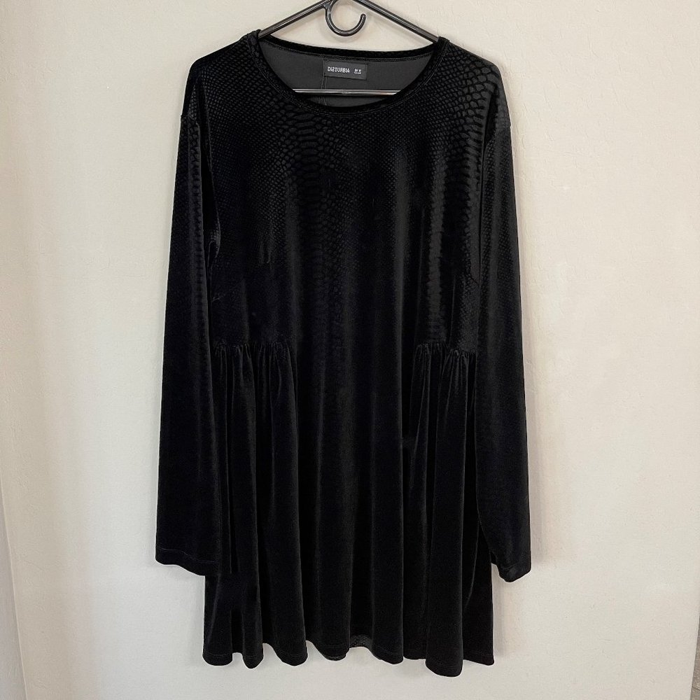 DISTURBIA ~ Black Velvet Snake Print Dress - UK Size 12 - NWT!